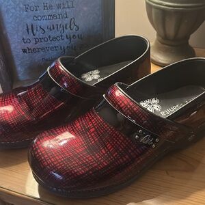 Sanita Red and Black Clogs